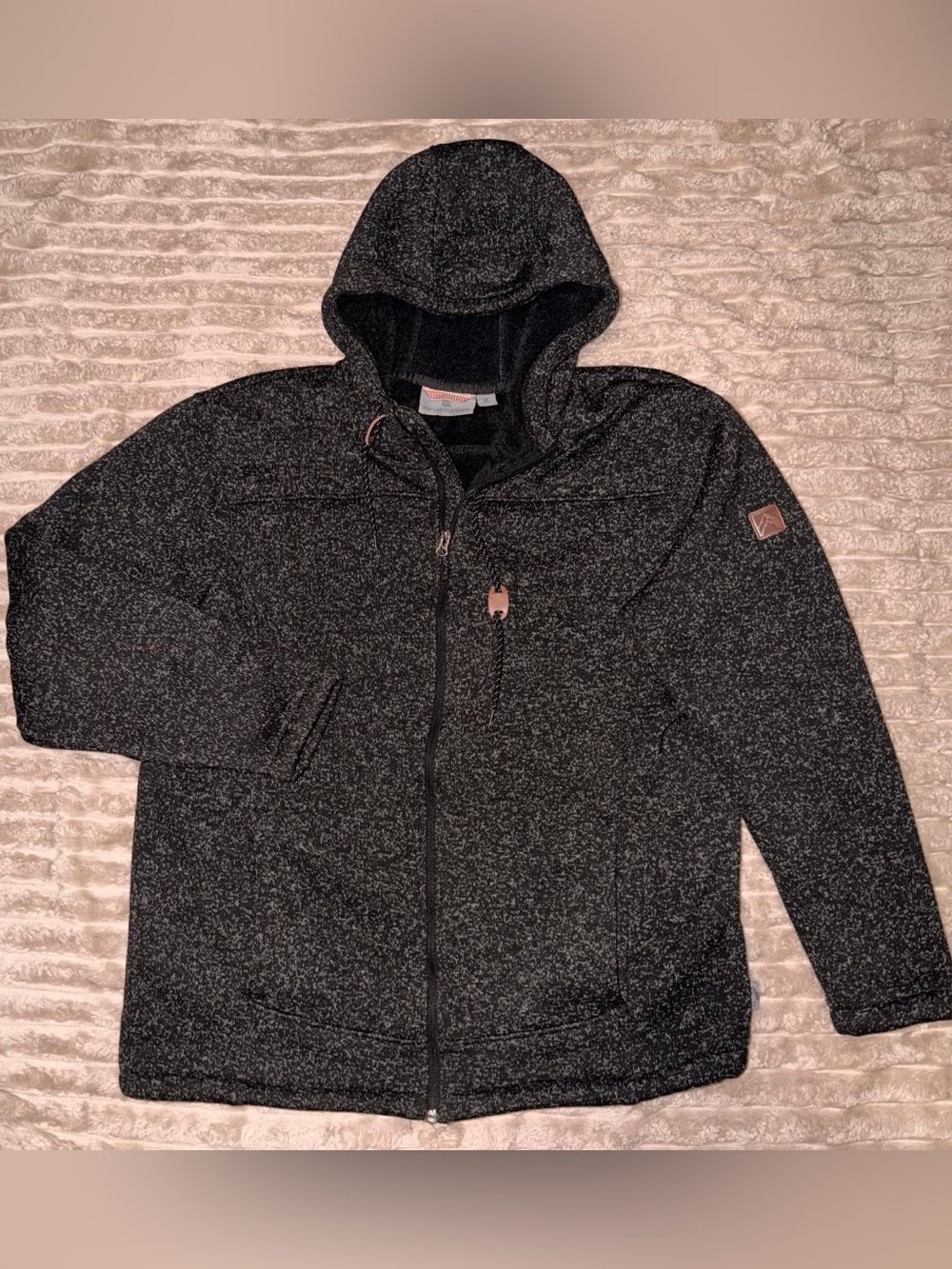Black Flecked Hooded Zip Jacket